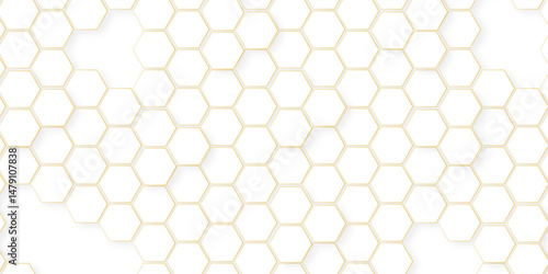 Abstract seamless honeycomb hexagon background. Geometric texture white gray pattern design.
