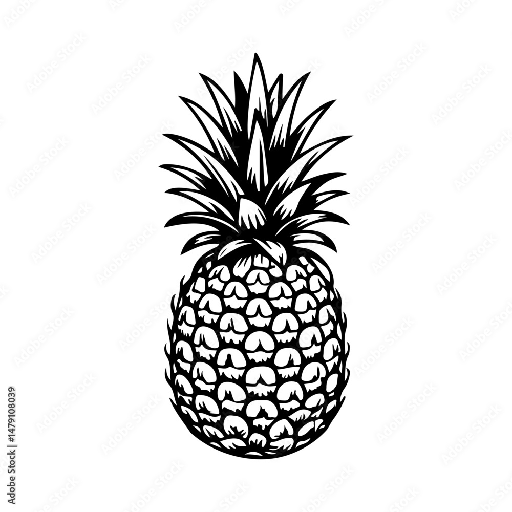 illustration of pineapple in engraving style. Design element for poster, label, sign, emblem, menu. Vector illustration illustration of pineapple in engraving style. Design element for poster, label, sign, emblem, menu. Vector illustration