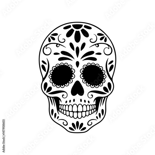 Illustration of mexican sugar skull. Day of the dead. Dia de los muertos. Vector illustration