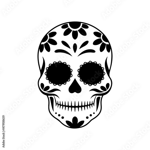 Illustration of mexican sugar skull. Day of the dead. Dia de los muertos. Vector illustration