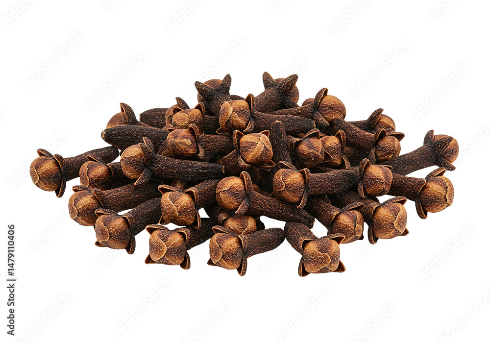Fototapeta premium Pile of aromatic dried cloves for culinary applications and flavoring dishes