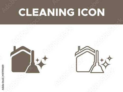 Cleaning Icon,  Cleaning Solid and line icon.