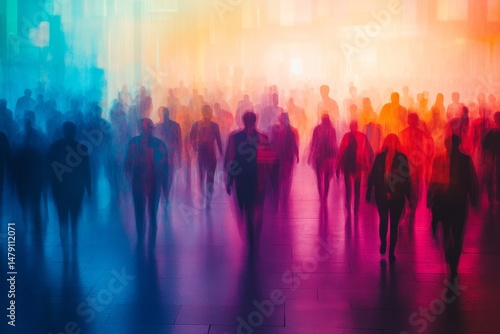 Wallpaper Mural Abstract  group of crowded people. Mob of people. Confusion of people. Multiple colored exposure Torontodigital.ca