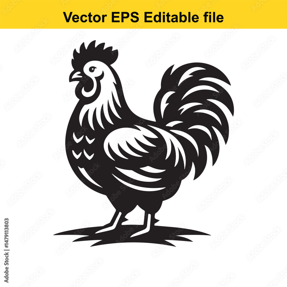 Fototapeta premium Farm Chicken Vector Illustration | Rustic Rooster & Hen Clipart | Agricultural Poultry Design