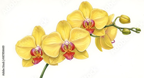 Sunlit Orchids: A Botanical Digital Painting