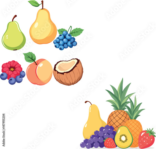 Vsai fresh fruits showing variety of colors and shapes