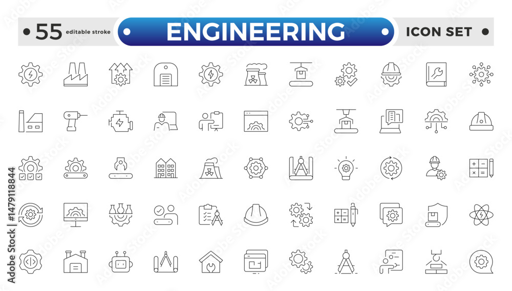 Engineering outline icon set. Future technology icon set. Containing robot, artificial intelligence, innovation, smart city, robotics, humanoid, hologram, digital world. Editable stroke outline icon. Engineering outline icon set. Future technology icon set. Containing robot, artificial intelligence, innovation, smart city, robotics, humanoid, hologram, digital world. Editable stroke outline icon.