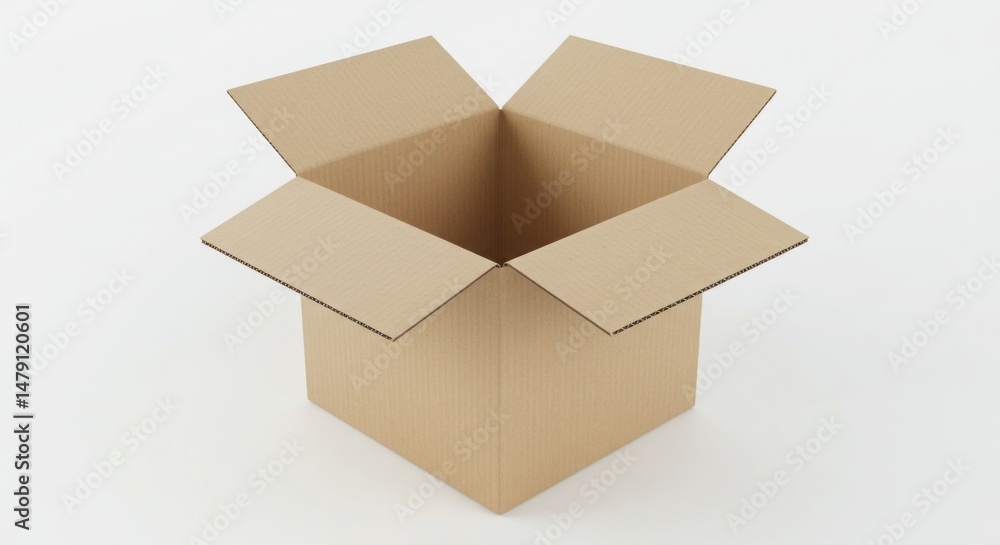Open cardboard box isolated on white background, ready for packaging and shipping Open cardboard box isolated on white background, ready for packaging and shipping