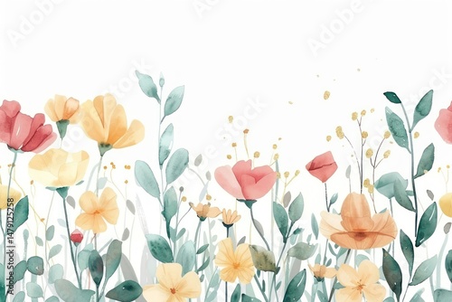 Wallpaper Mural Delicate watercolor floral illustration Torontodigital.ca