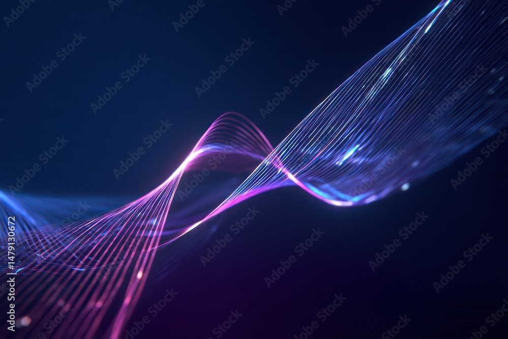 custom made wallpaper toronto digitalSmooth flowing blue and purple abstract lines highlighted on a digitally illuminated texture.
