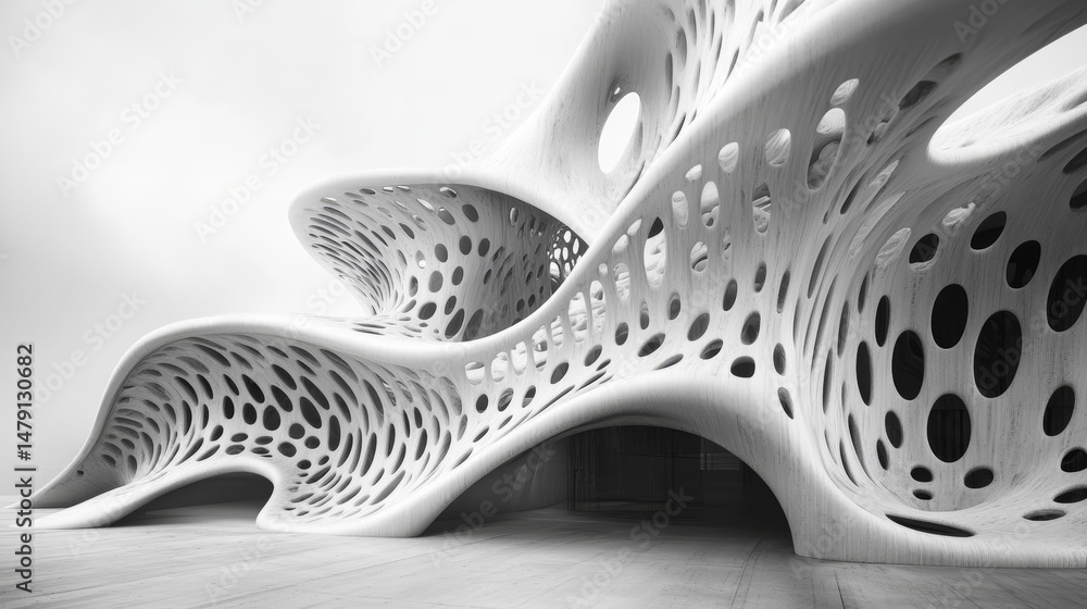 Obraz premium AI-Generated Forms AI tools are increasingly used to generate complex, fluid architectural forms that evolve in real-time.