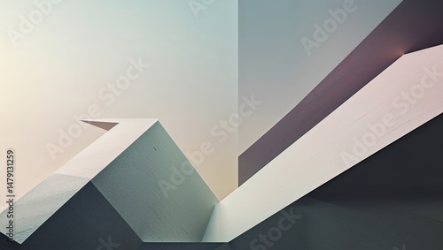 Geometric Composition with Varied Elevation and Harmonious Palette Combination