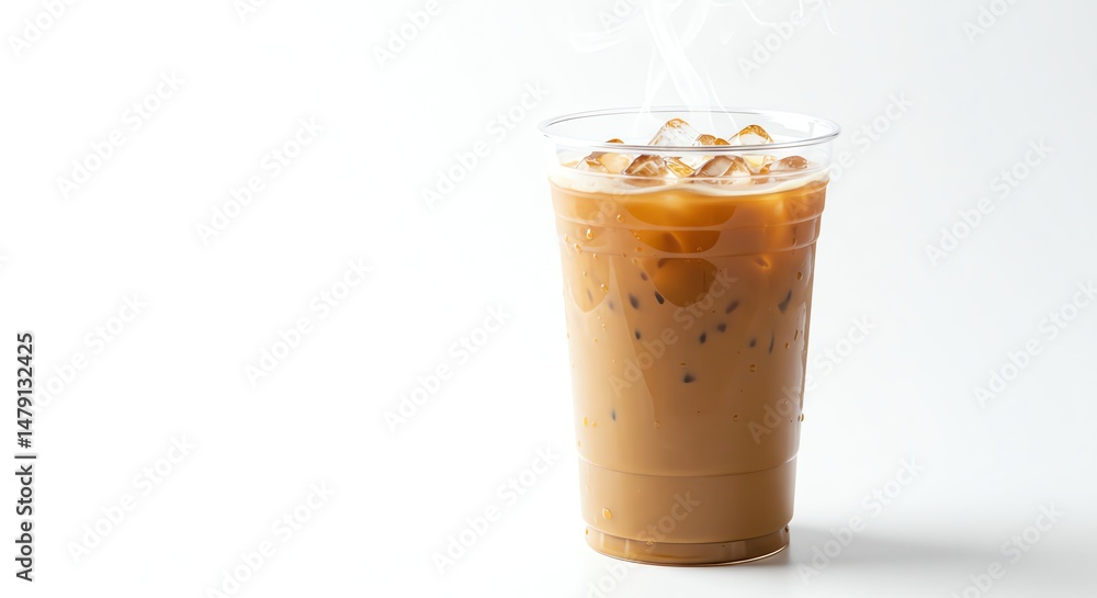 Iced Coffee in Plastic Cup with Ice Iced Coffee in Plastic Cup with Ice