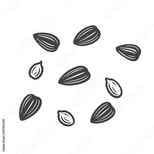 Sunflower seeds handdrawn bold black sketch icon