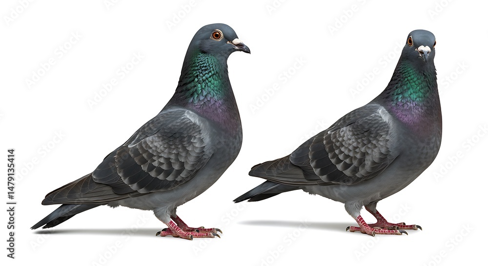 Obraz premium Urban Avians: A Study in Grey and Green