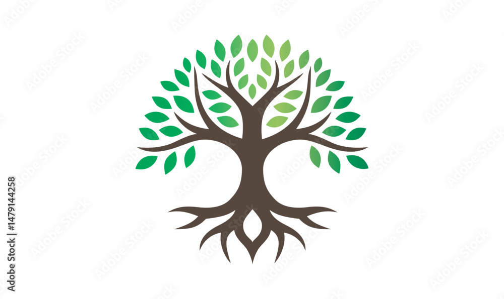 Fototapeta premium tree vector art oak tree silhouette isolated on white background