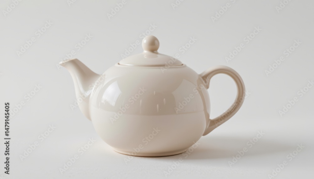 Elegant white teapot with lid, a timeless symbol of tranquility and warmth Elegant white teapot with lid, a timeless symbol of tranquility and warmth