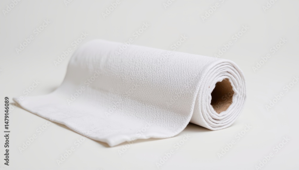 Obraz premium White fabric roll on white backdrop, a study in texture, material, and minimalist design
