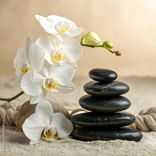 Zen Stones & Orchids: Spa Serenity isolated background