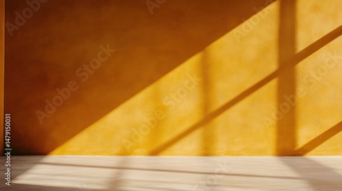 Golden Hour Interior: Sunlight Illuminates a Yellow Wall