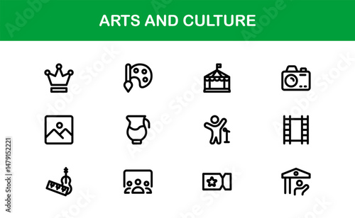 Creative Arts and Culture Icons. Modern Vector Illustrations for Designers and Artists