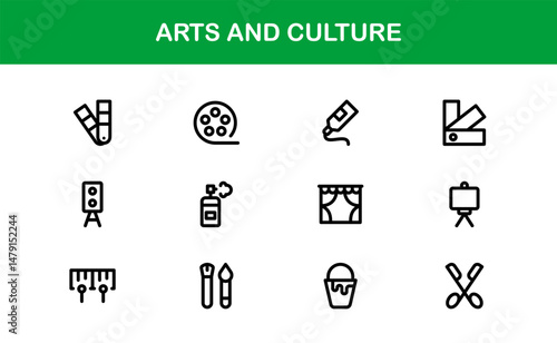Creative Arts and Culture Icons. Modern Vector Illustrations for Designers and Artists