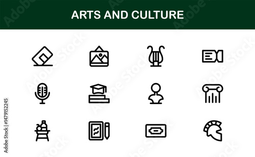 Creative Arts and Culture Icons. Modern Vector Illustrations for Designers and Artists