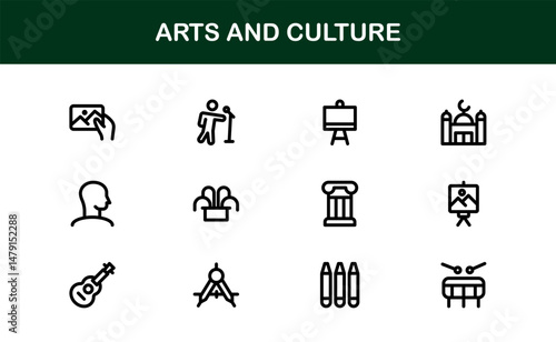 Creative Arts and Culture Icons. Modern Vector Illustrations for Designers and Artists