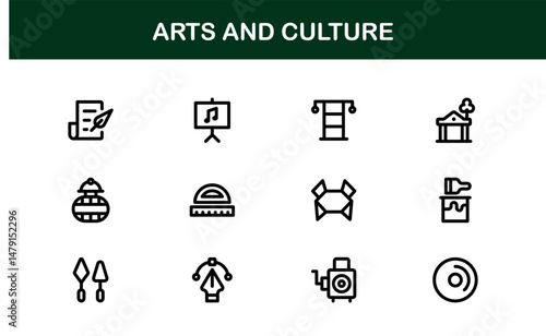Creative Arts and Culture Icons. Modern Vector Illustrations for Designers and Artists