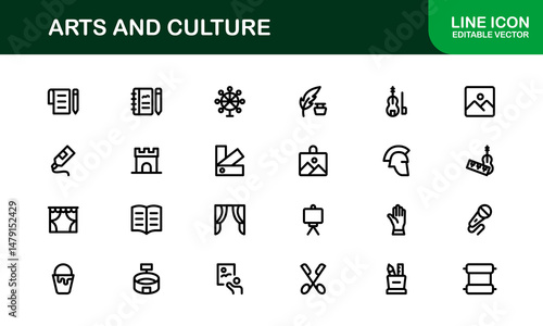 Creative Arts and Culture Icons. Modern Vector Illustrations for Designers and Artists