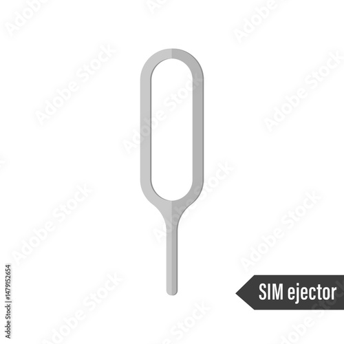 Sim ejector. Silver pin icon. Flat design. Vector illustration isolated on white background.