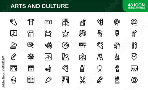Creative Arts and Culture Icons. Modern Vector Illustrations for Designers and Artists