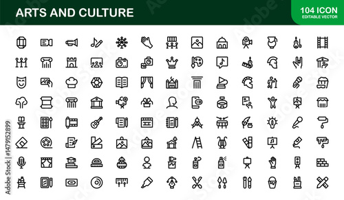 Creative Arts and Culture Icons. Modern Vector Illustrations for Designers and Artists