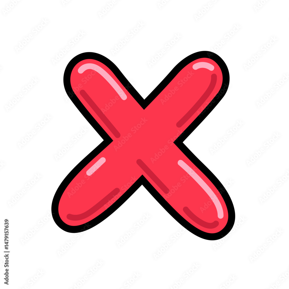Fototapeta premium Cartoon letter X vector illustration, red alphabet X typographic design, capital letter X clip art