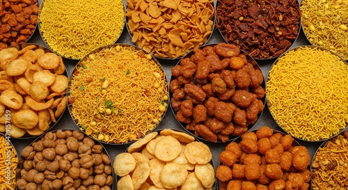 Savory Indian Snack Variety: A Vibrant Culinary Display