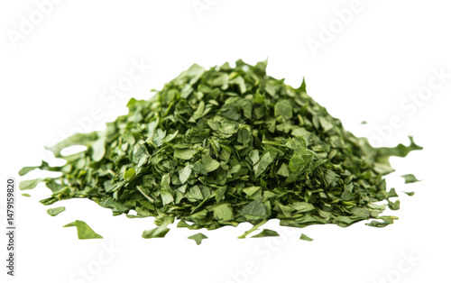 Chopped parsley on a white background