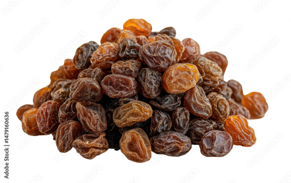 Pile of raisins on transparent or white background Pile of raisins on transparent or white background