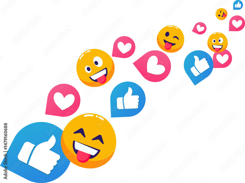 Social Media Love and Like Reactions Social Media Love and Like Reactions