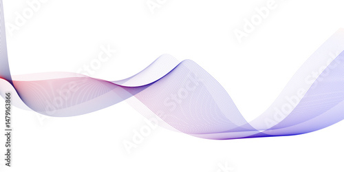 Abstract wave element for design, in blue and pink gradient color. Abstract gradient colorful wave ribbon line pink modern illustration design on transparent background.