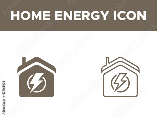 Home enegry Icon Set, Home enegry Solid and line icon.