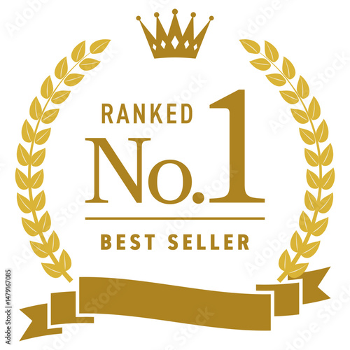 王冠とリボンのついたランキングフレーム【金】/ No.1