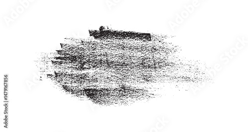 Black Charcoal Grunge Brush Stroke Texture Isolated on White Background, Rough Dry Smudge Mark Element