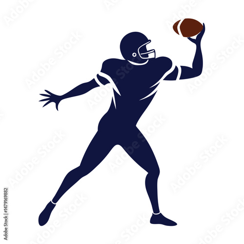 Quarterback Throwing Pass Vector Silhouette