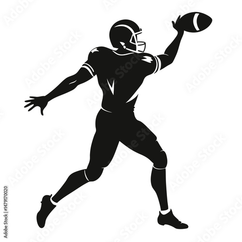 Quarterback in Action Throwing Pass Vector