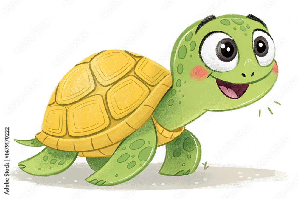 Obraz premium Illustration of a funny little turtle
