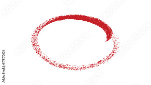 Hand-Drawn Red Crayon Circle Highlight Mark on White Background – Scribble Style Oval Emphasis Element
