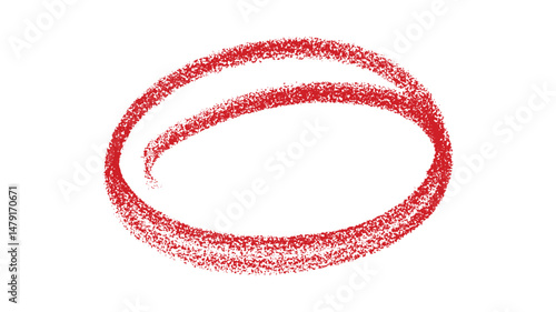 Hand-Drawn Red Crayon Circle Highlight Mark on White Background – Scribble Style Oval Emphasis Element