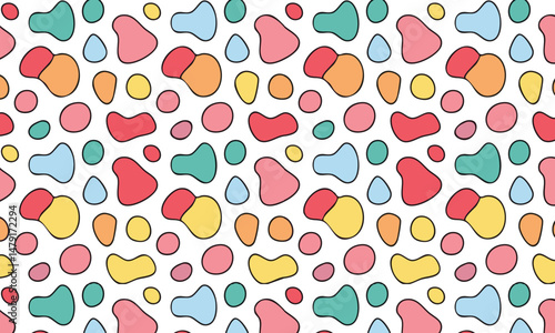 Colorful Blobs Abstract Shapes Seamless Vector Pattern