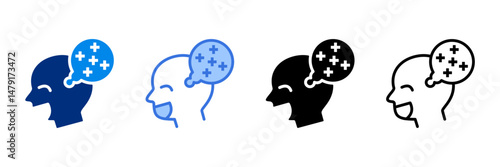 Positive Thinking  Icon Set Multiple Style Vector Illustration 