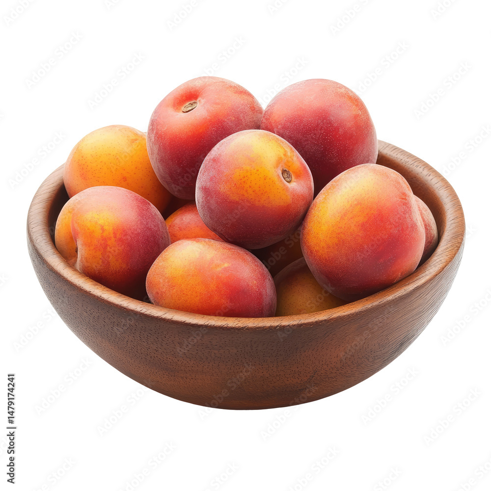 Fresh Peaches in Wooden Bowl Fresh Peaches in Wooden Bowl